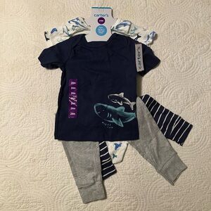Carter's Navy and Gray Shark 4 Piece Set - 24 Months